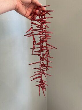 Vintage Red Plastic Icicle Garland Christmas Tree Decoration 5ft